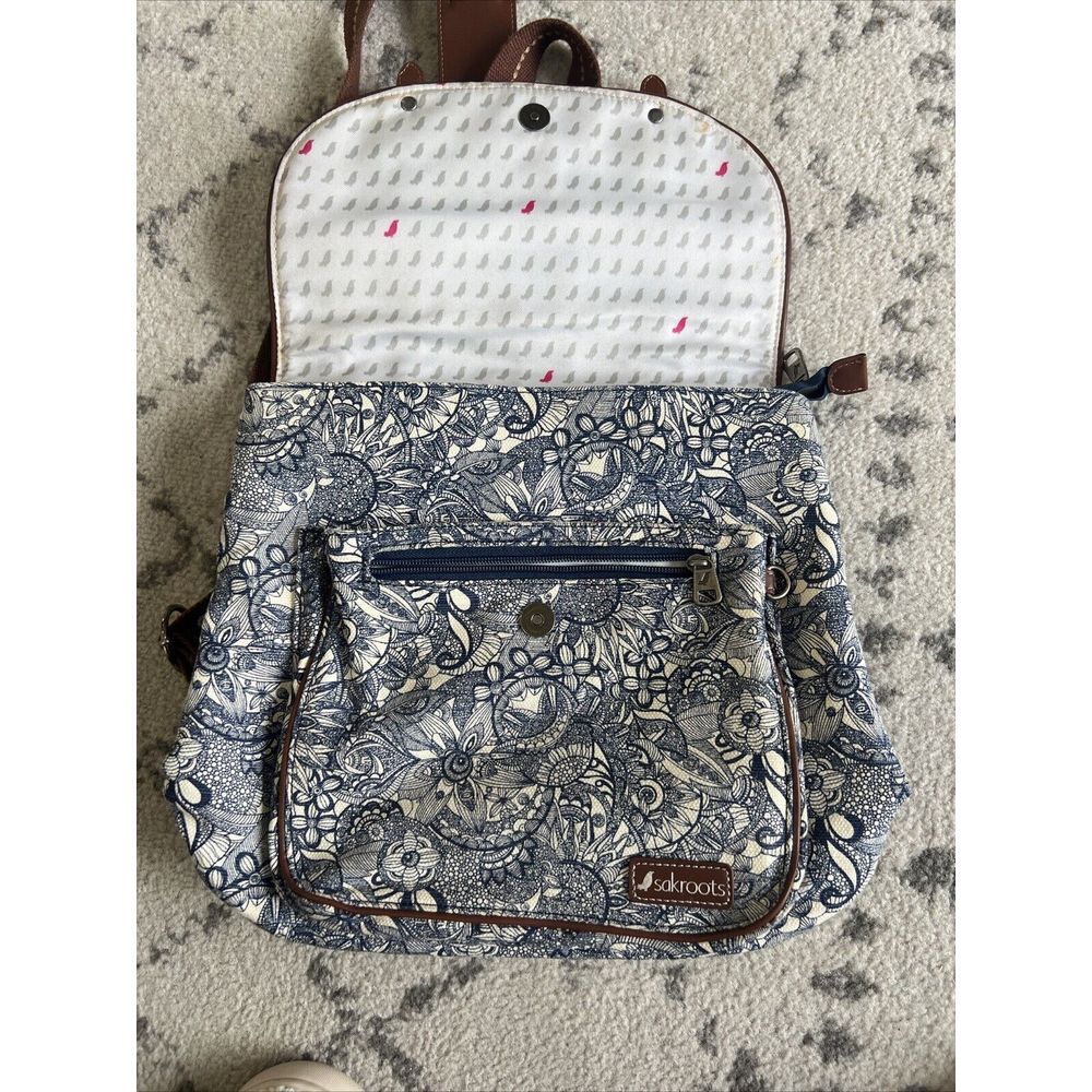 Sakroots Backpack Artist's Circle Blue Floral Embroidered Saddle Bag Purse‎ - Picture 9 of 14